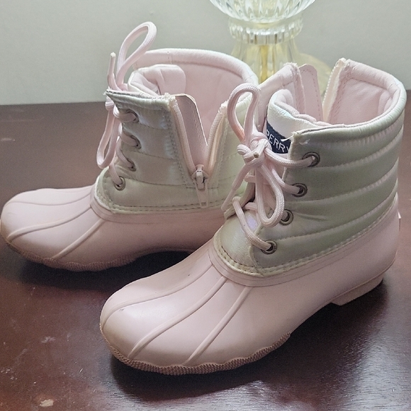Sperry Light Pink and Cream Kids Boots - Picture 2 of 4
